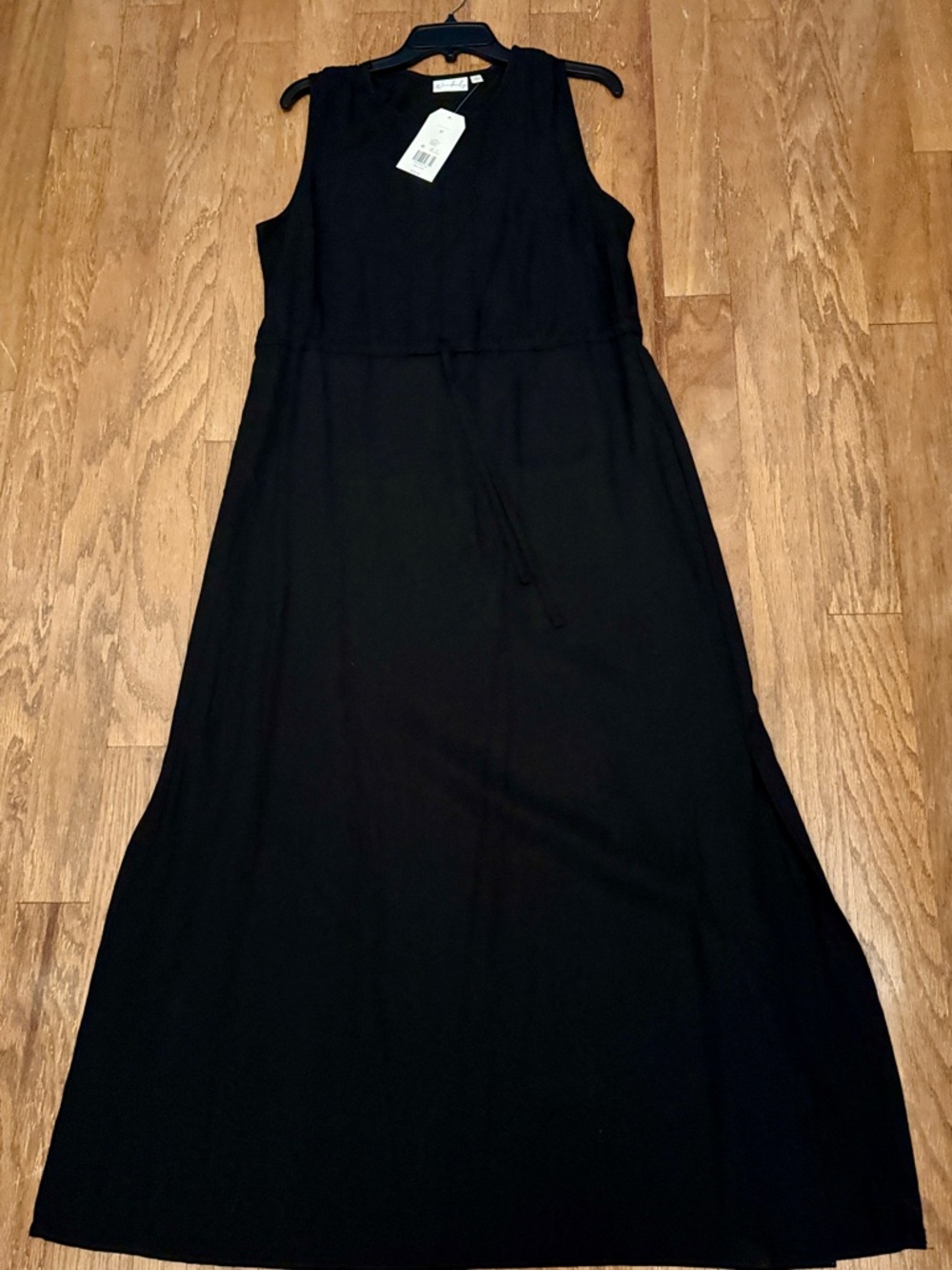 Wonderly Black Sleeveless Maxi Dress with Drawstring